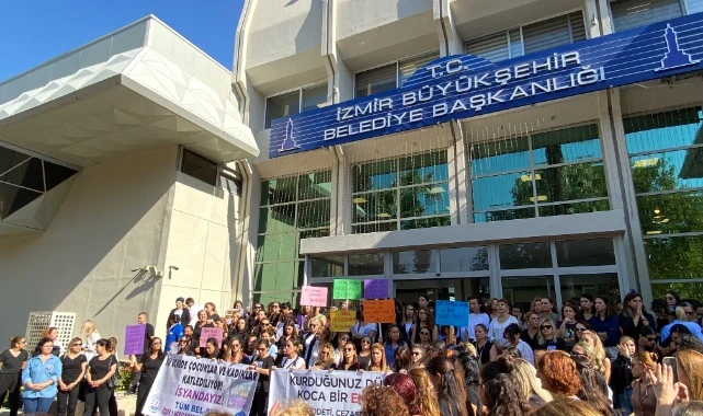 İzmir'de erkek şiddettine karşı protesto: Mesai arkadaşları için ses yükselttiler!