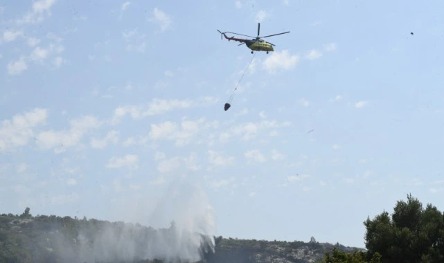 Urla Balıklova’da orman yangını alarmı
